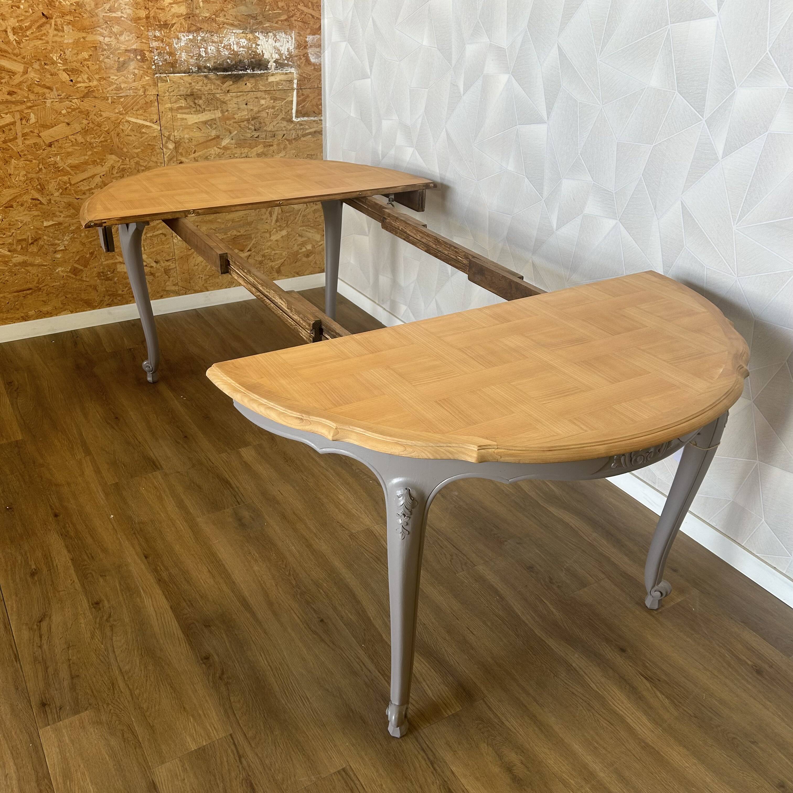 Round regency table revamped taupe extension