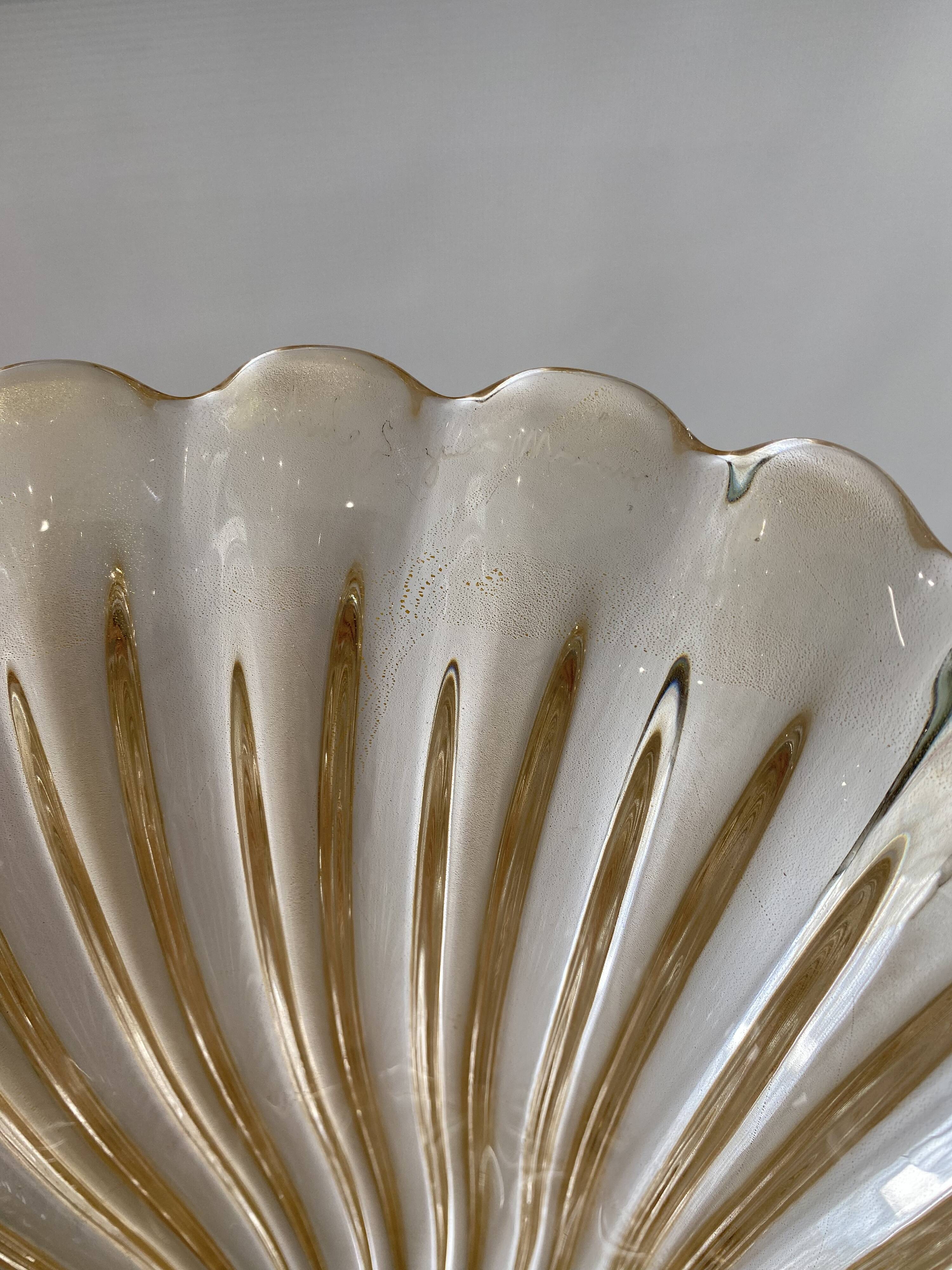 Signed Archimede Seguso Murano Glass Floor Lamp Gold Italian Art Deco 1980s