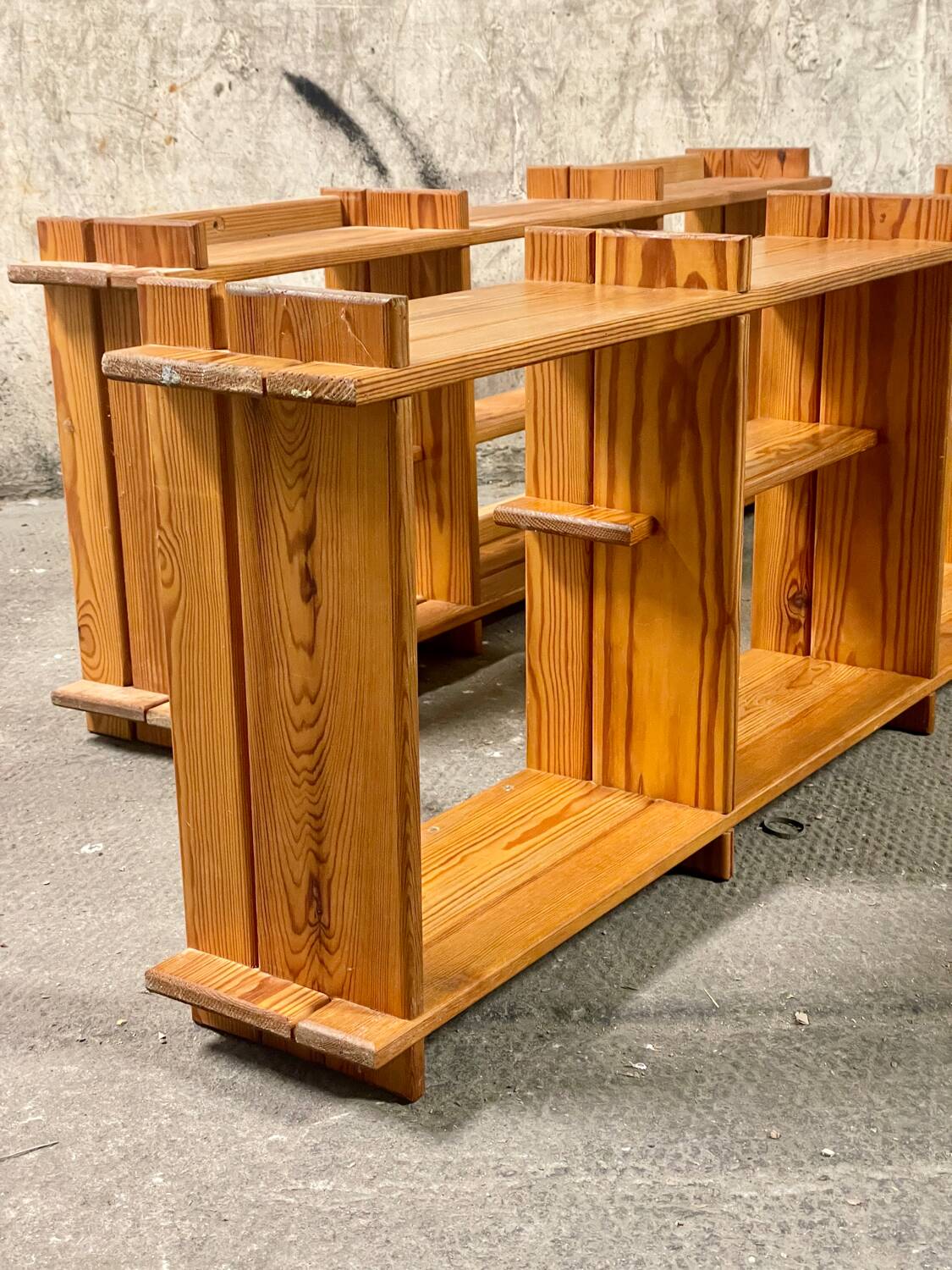 Pair of pine wall shelves