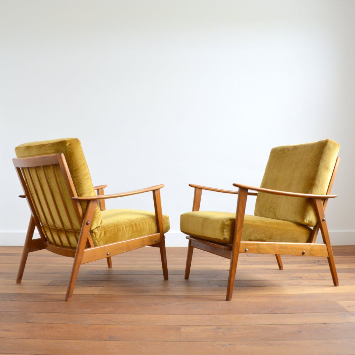 Pair of Scandinavian teak armchairs 1960s