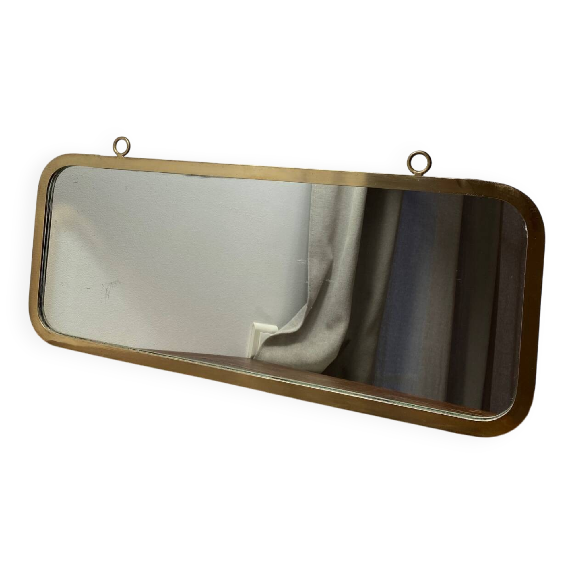 Grand miroir vintage en laiton