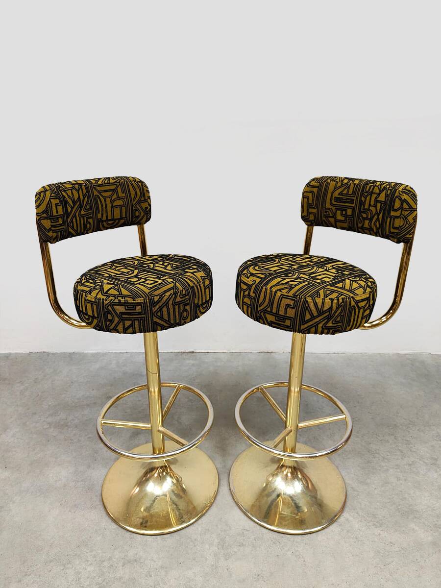 Vintage Swedish design Cobra barstools Borje Johanson ‘Art Deco print’