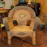 Rattan armchair and coffee table