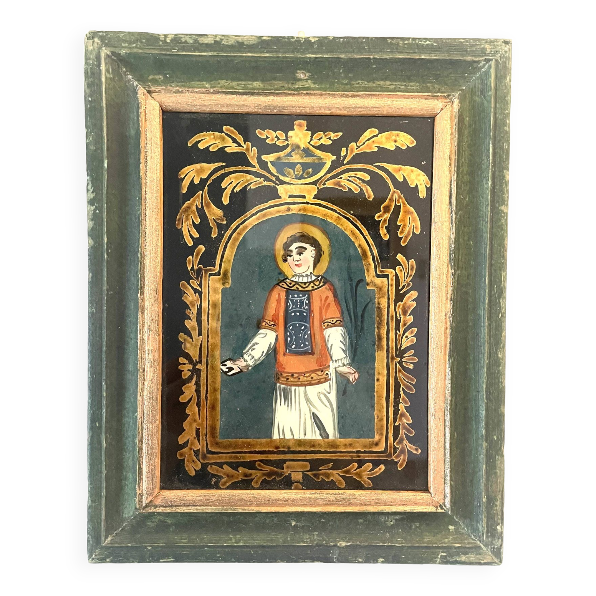 Painting fixed under glass, 19th century