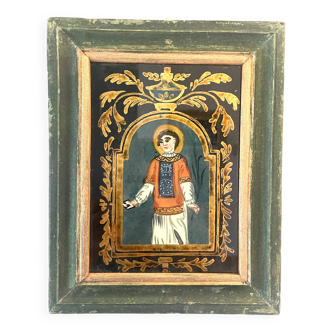 Painting fixed under glass 19th century