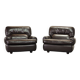 Comfortable Durlet Lounge Chairs in Chocolate Brown Leather, Set of Two 70s