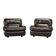 Comfortable Durlet Lounge Chairs in Chocolate Brown Leather, Set of Two 70s
