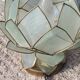 Pair of designer table lamps in turquoise blue green capiz mother-of-pearl from the 70s