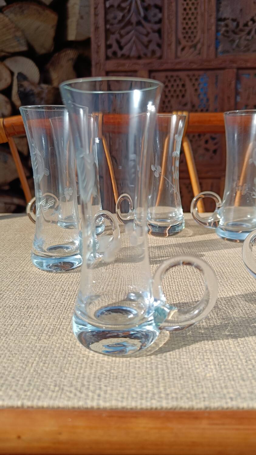 Six verres à shot en cristal gravé