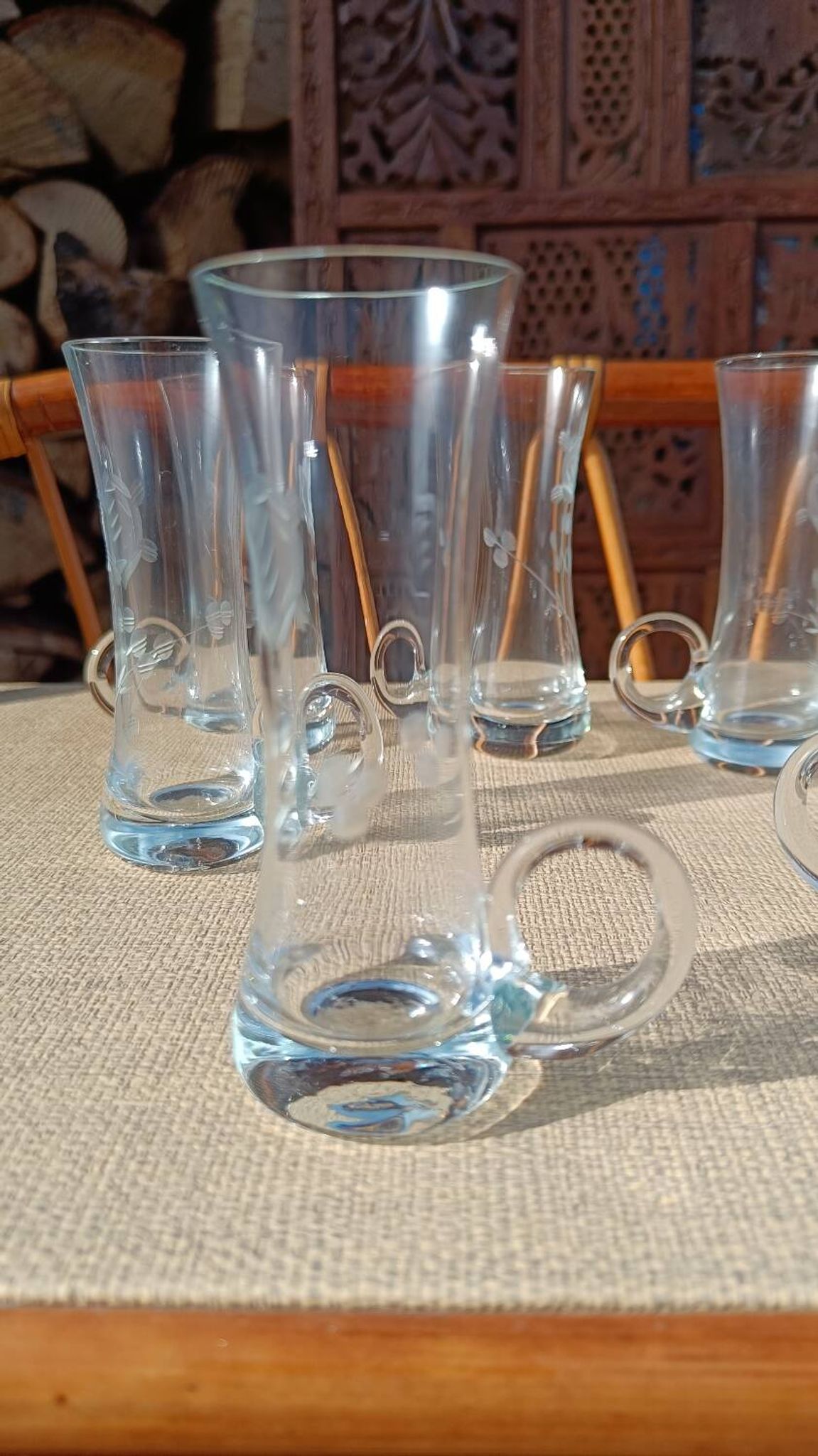 Six verres à shot en cristal gravé