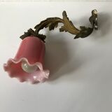 Bronze XIX applique with pink opaline tulip