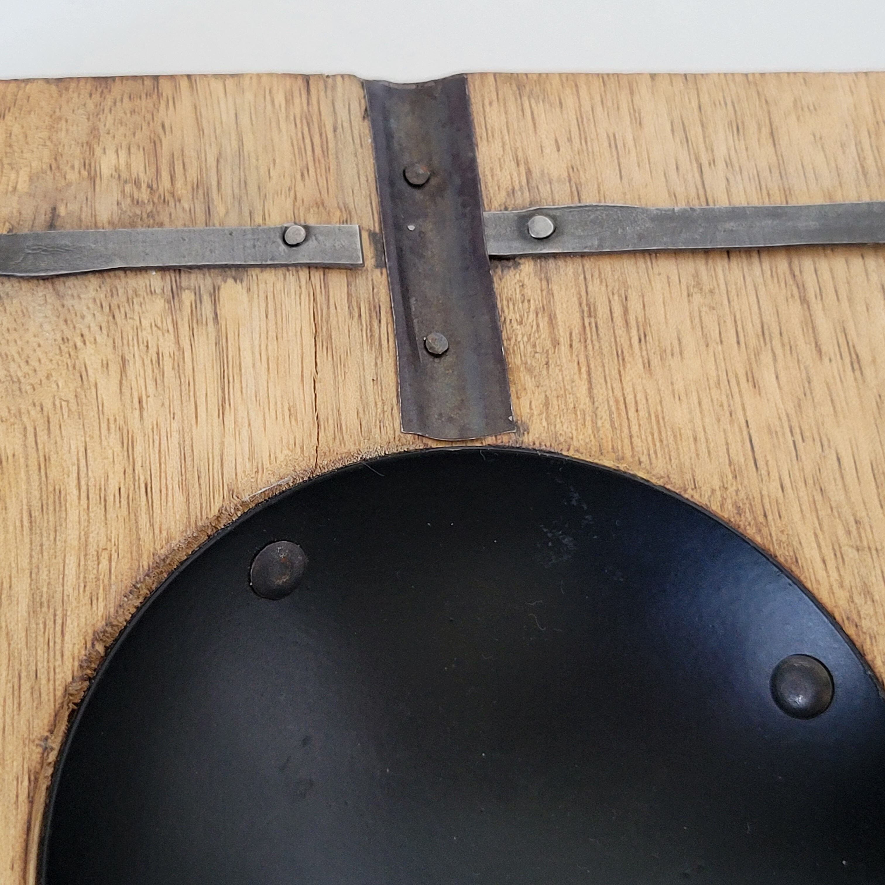 Ashtray empty pocket brutalist industrial metal and wood