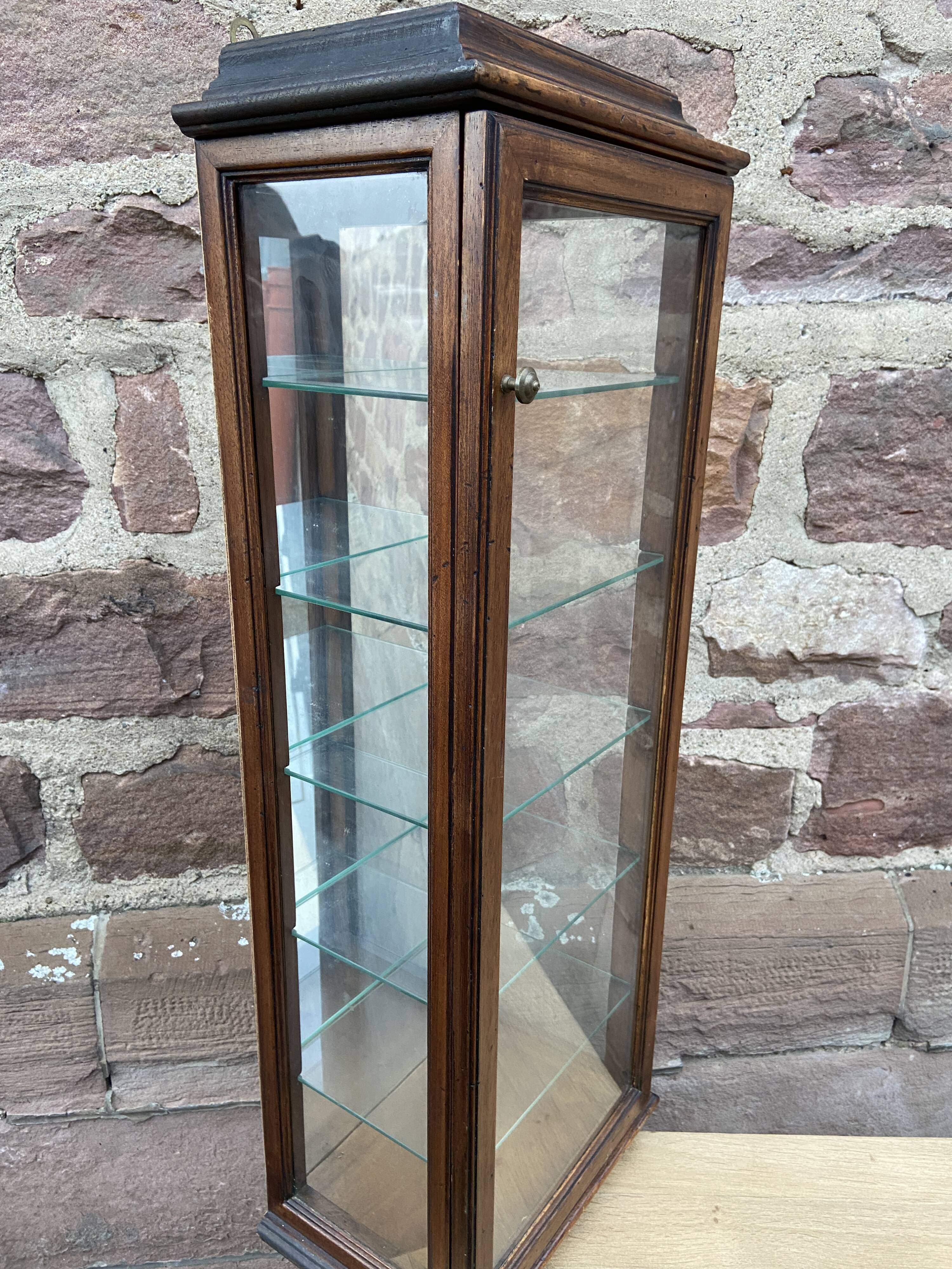 Vintage wooden wall display cabinet