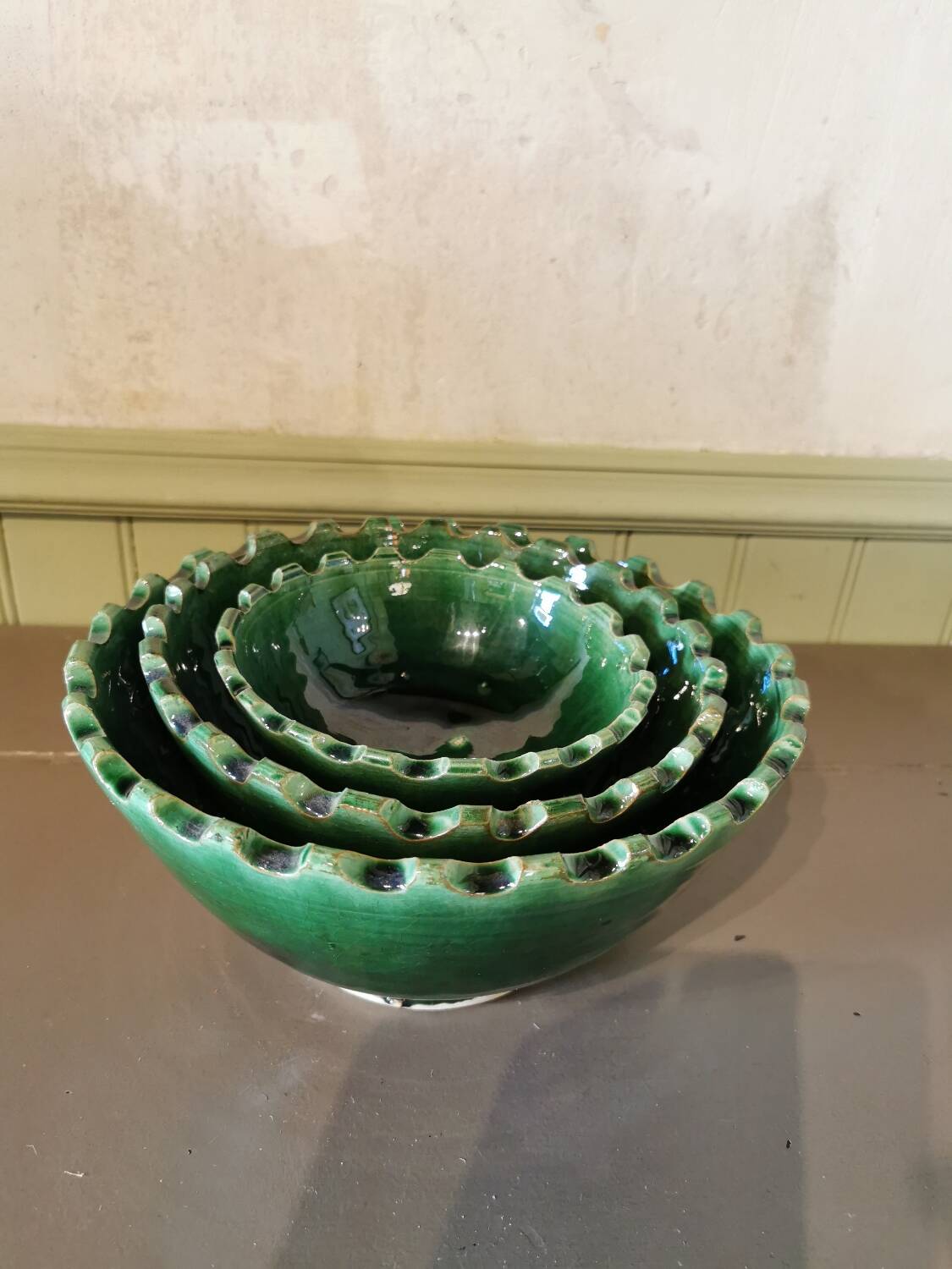 Set of 3 green salad bowls Morocco