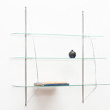 Wall rack 'sail' in chrome and glass