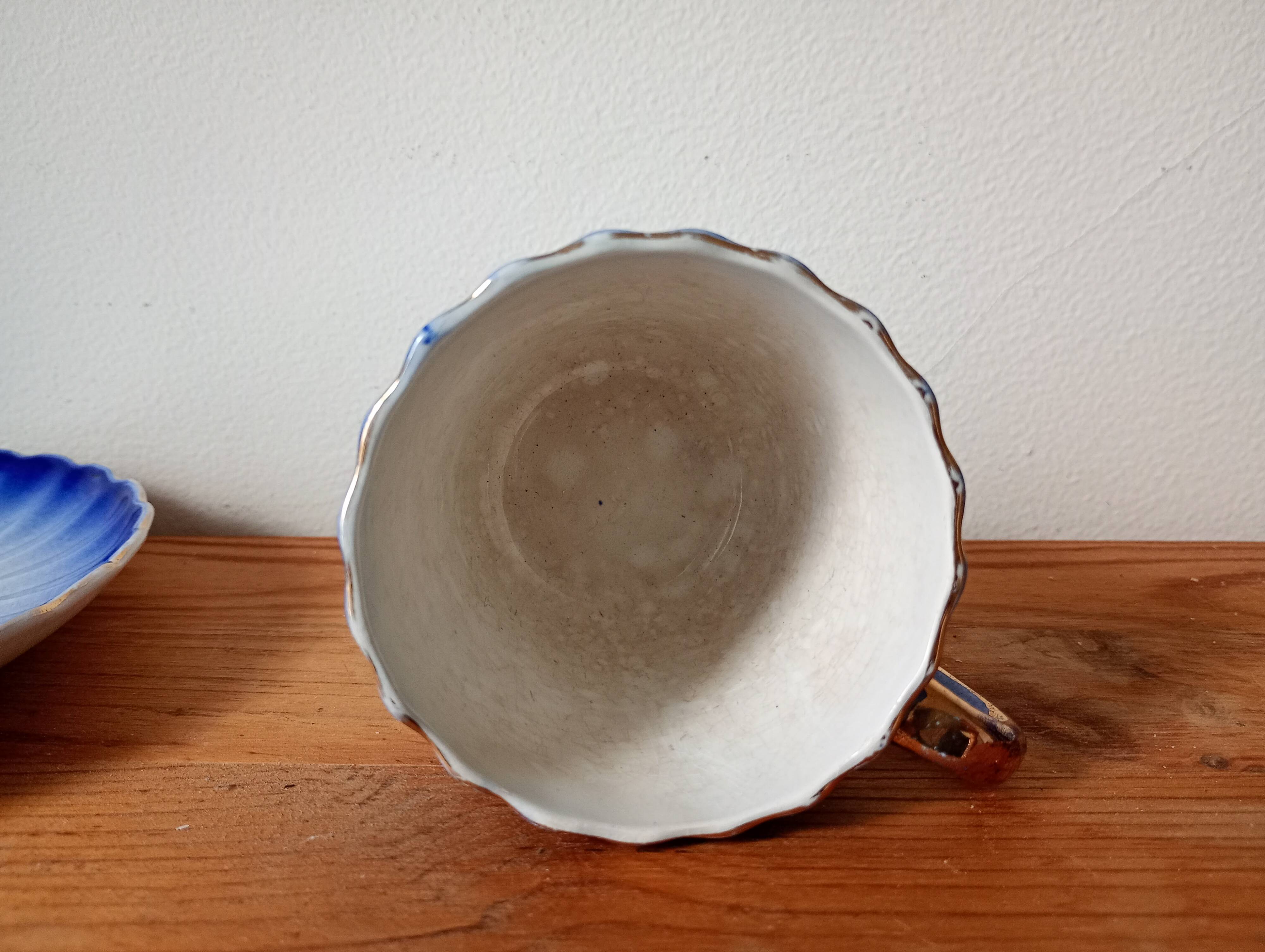 Blue cup Digoin Sarreguemines