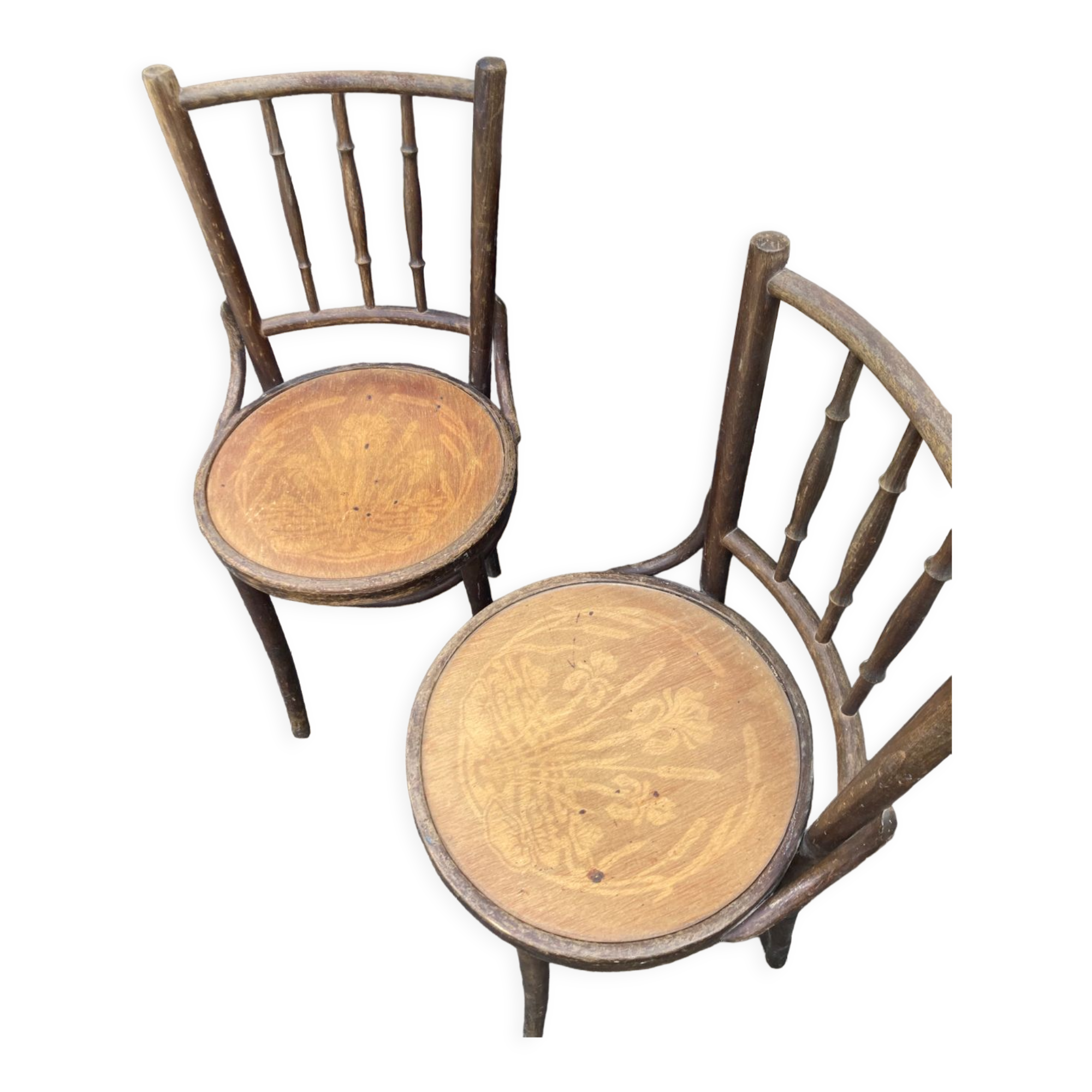 4 curved wooden bistro chairs