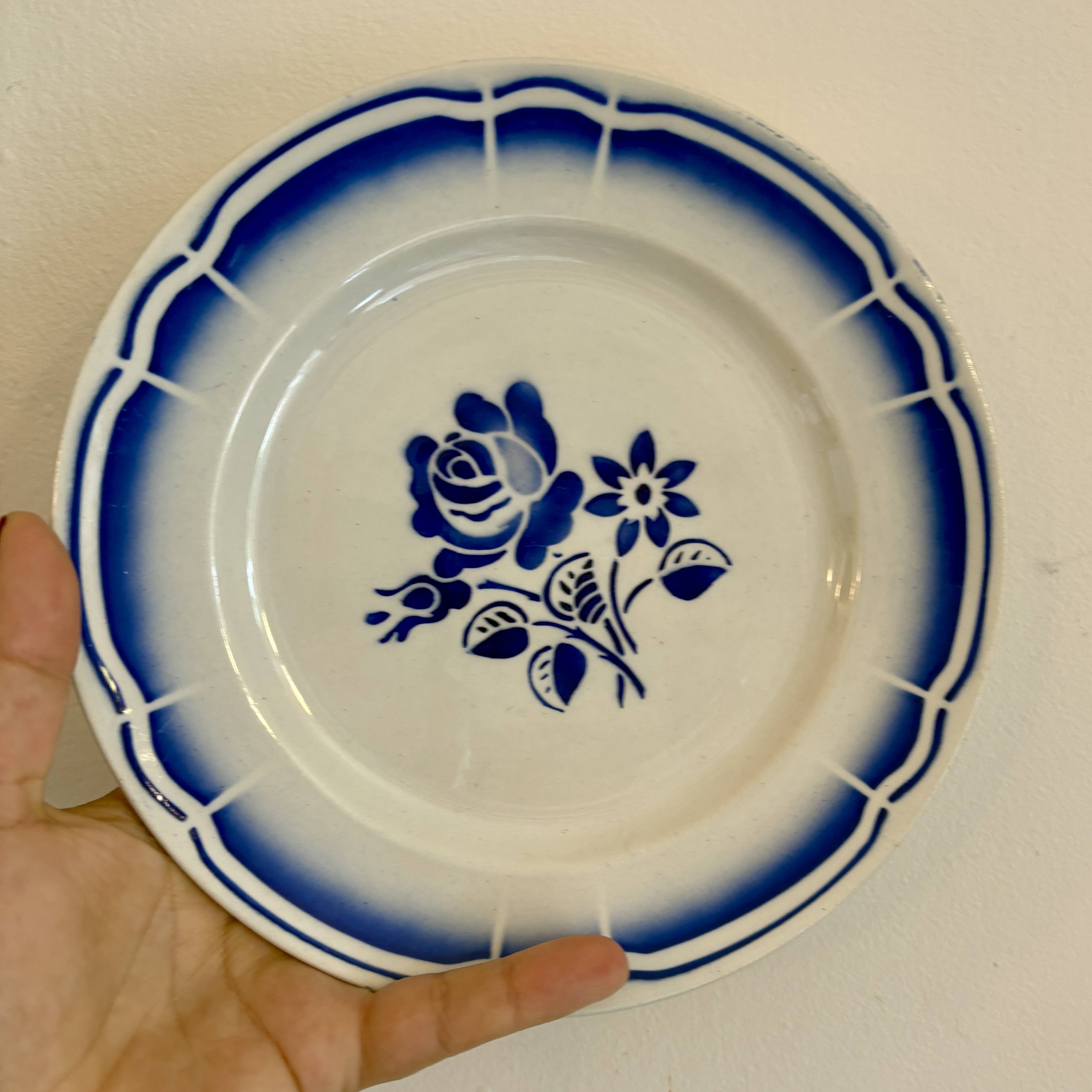 Set of 12 vintage blue flower dessert plates