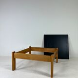 Modernist two-sided beech coffee table, 70s