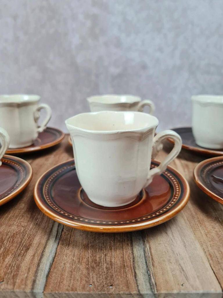 Set of 6 vintage cups and saucers – Saint-Amand & Sarguemines