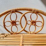 Vintage 1950s rattan folding shelf