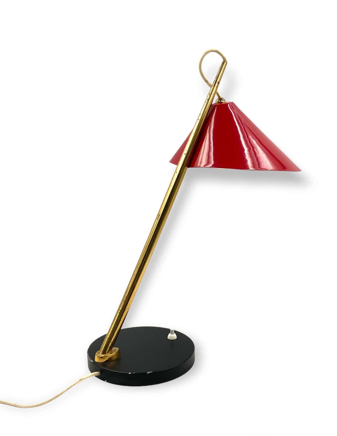 Mid-century red table lamp, Lumen Italy 1960s