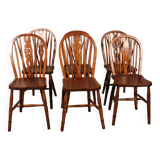 Set of 6 19th Century Windsor Wheelback Chairs