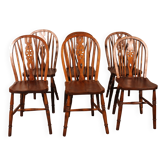 Set of 6 19th Century Windsor Wheelback Chairs
