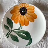 8 Assiettes à dessert Gien Fleurs peintes à la main Orange Vintage Année 70