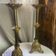 Pair of candlesticks in bronze and brass