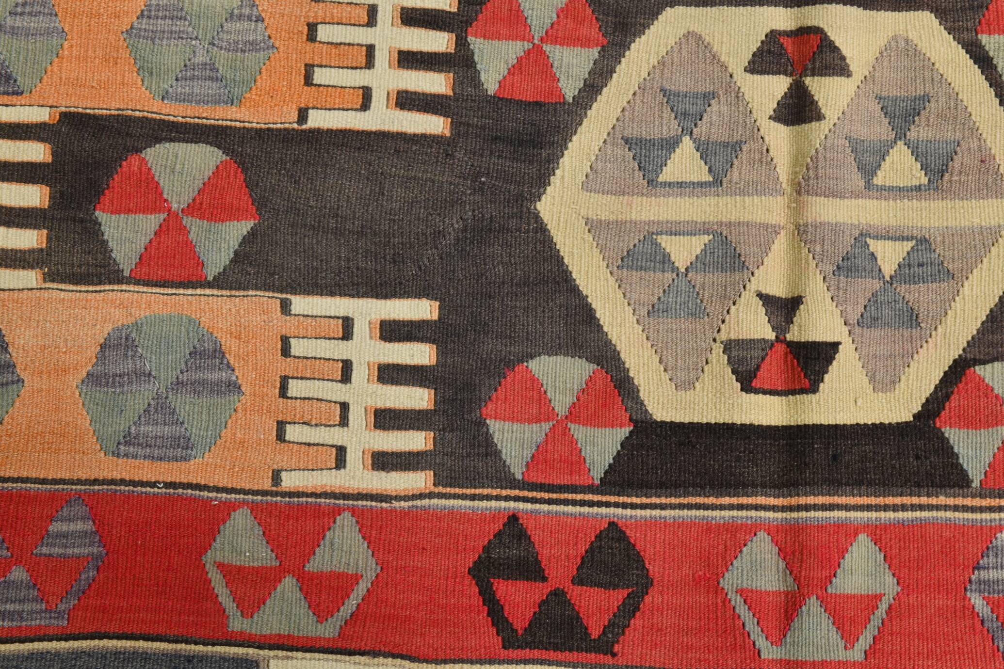 6x8 Kilim Multicolor Geometric Style Kilim Rug, 168x235 Cm