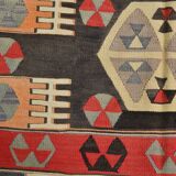 6x8 Kilim Multicolor Geometric Style Kilim Rug, 168x235 Cm