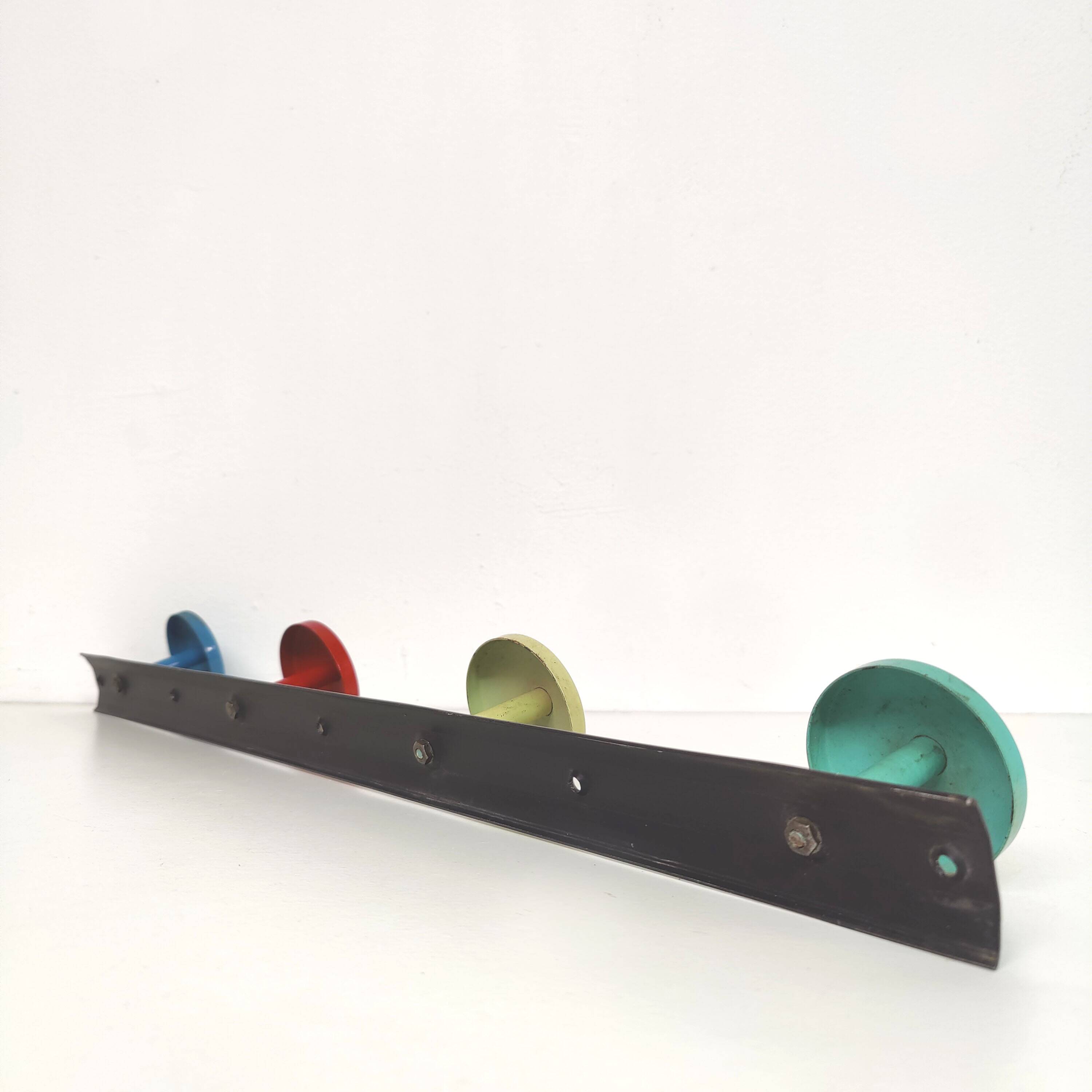 Vintage wall coat rack 4 metal hooks