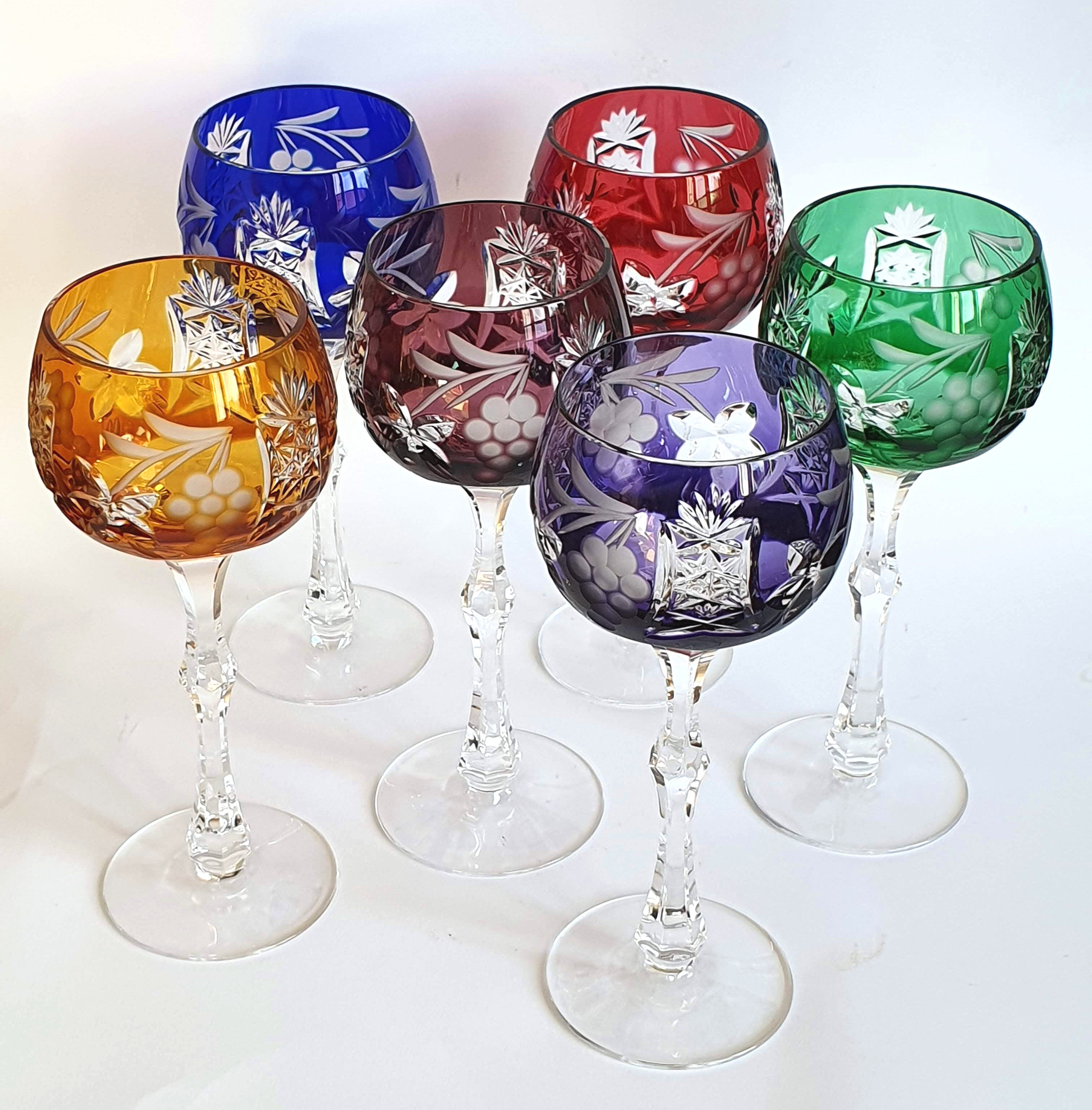 Coloured glasses from the Etzel crystal factory in Bitche Saint Louis
