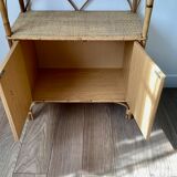 Bookcase shelf in braided wicker, bamboo and rattan