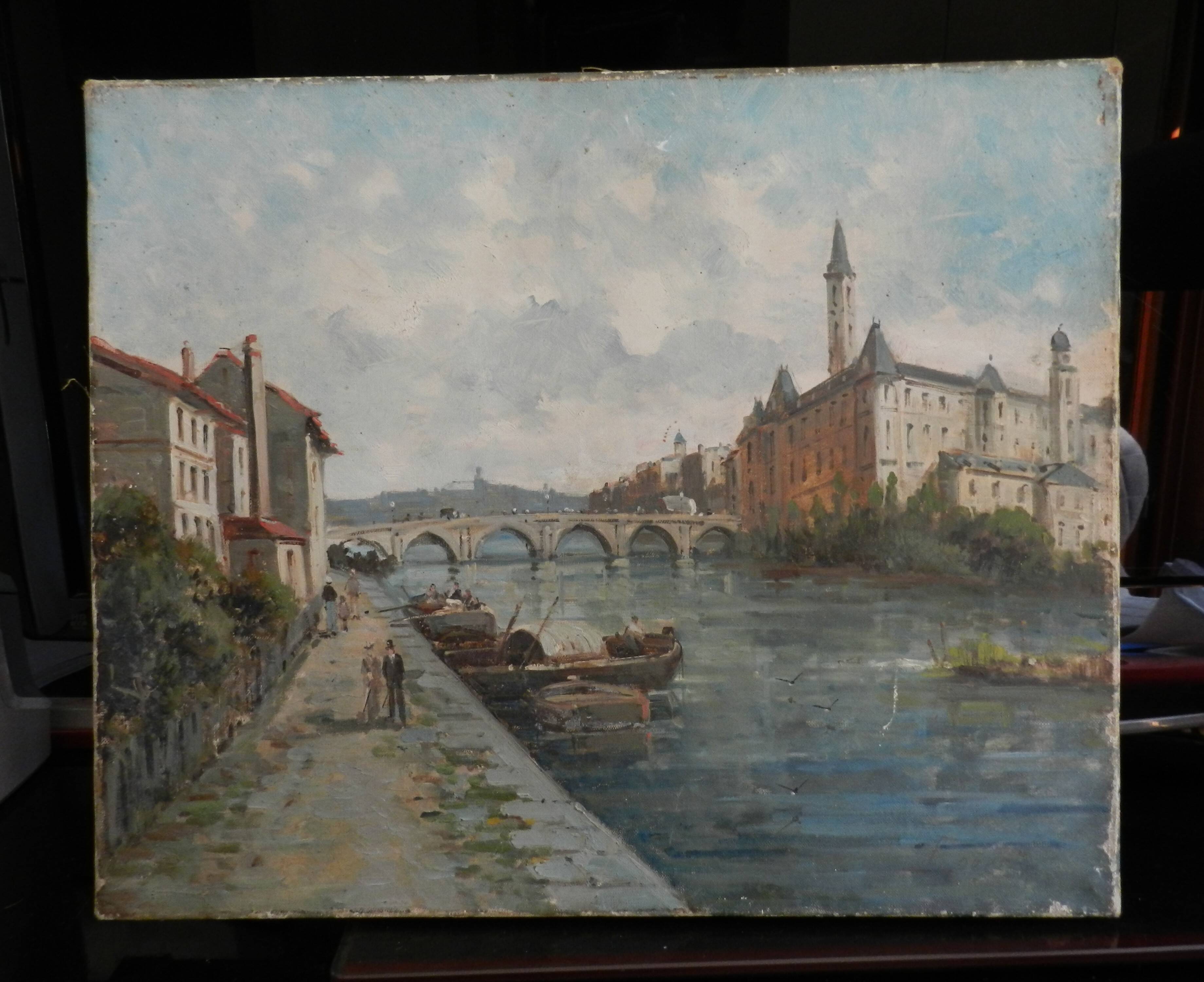 Tableau XIXème peinture à l'huile sur toile