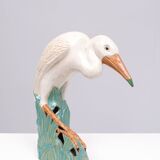 Large Vintage Ceramic Heron Bird Sculpture 1970s