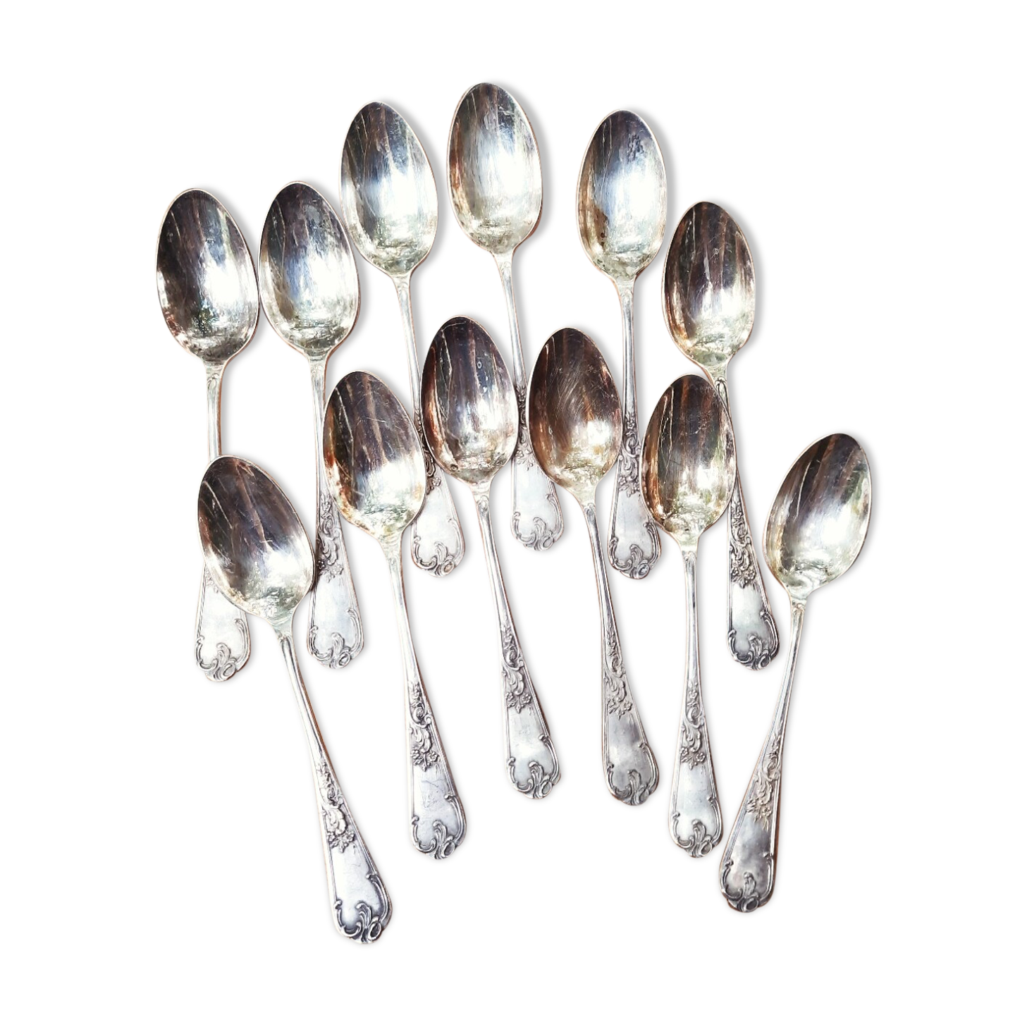 Silver metal spoons