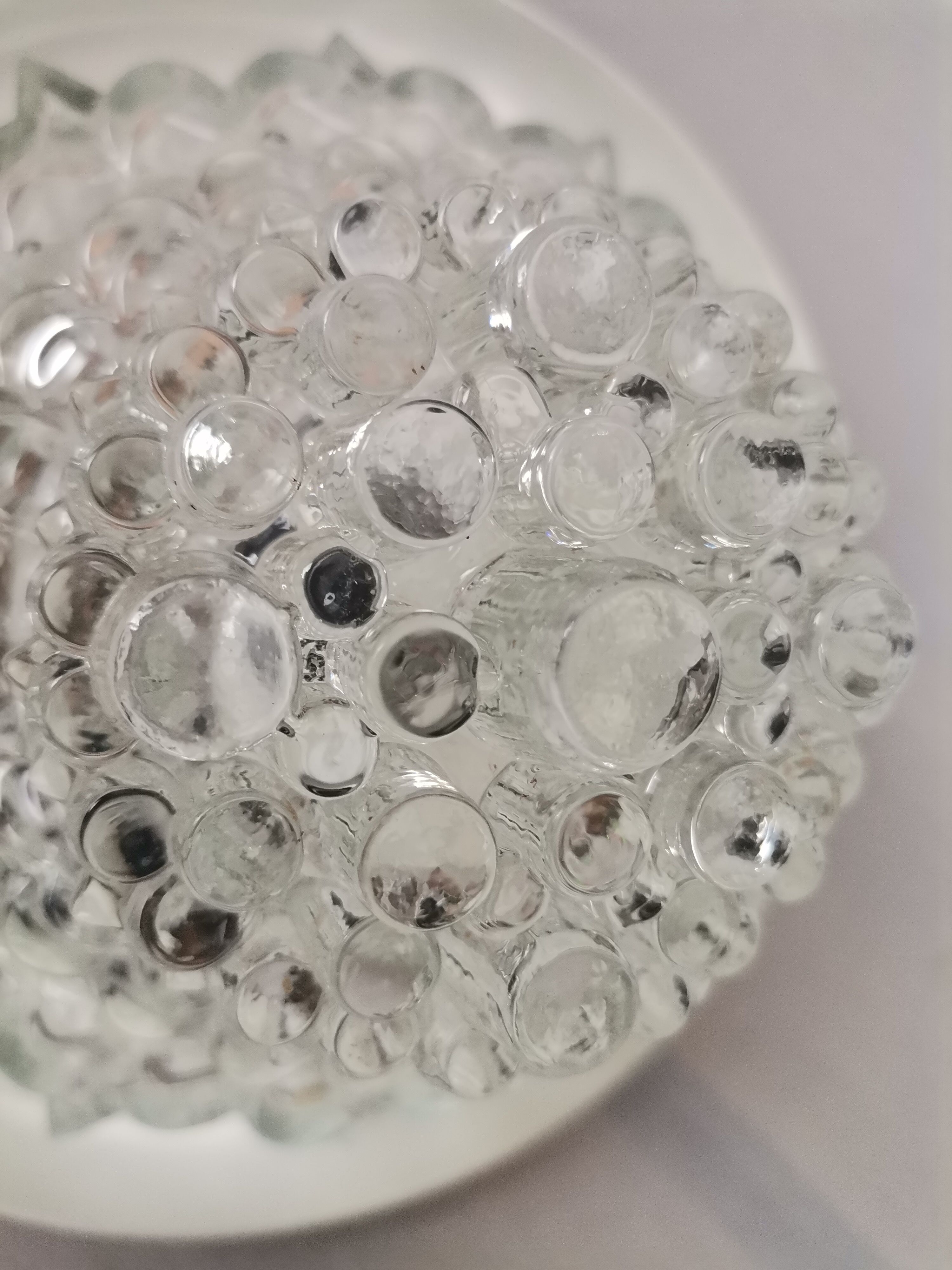 MidCentury Modern clear glass and copper colored aluminium hanging lamp, 1960s