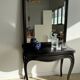 Rectangular mirror in molded blackened wood, beveled glass