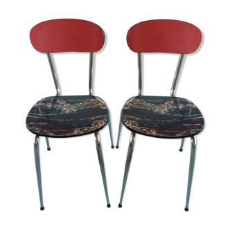 Pair marbled formica chairs