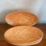 6 signed pottery fish plates
