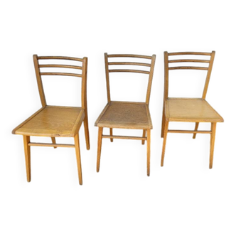 Serie de 3 chaises bistrot 1950