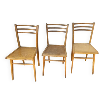 Set of 3 bistrot chairs 1950