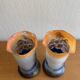 Pair of Art Nouveau painted glass vases