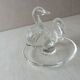 Old crystal ring, decoration couple of swans, from Lalique