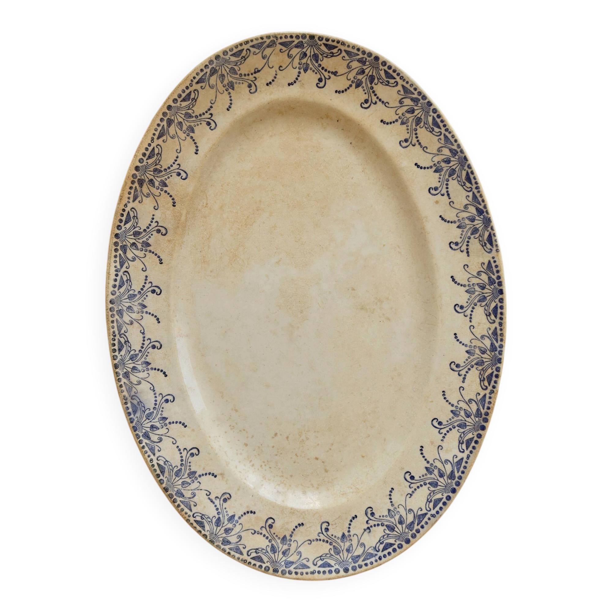 Antique oval serving dish, ironstone Creil & Montereau - Tolga model
