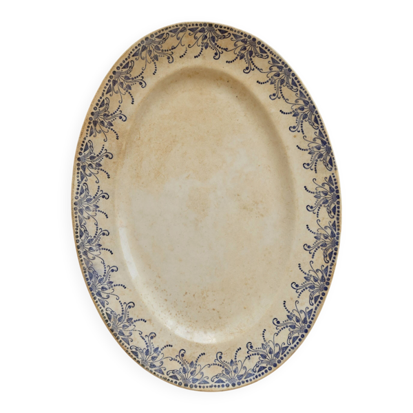 Plat de service ovale ancien terre de fer Creil & Montereau - Modèle Tolga