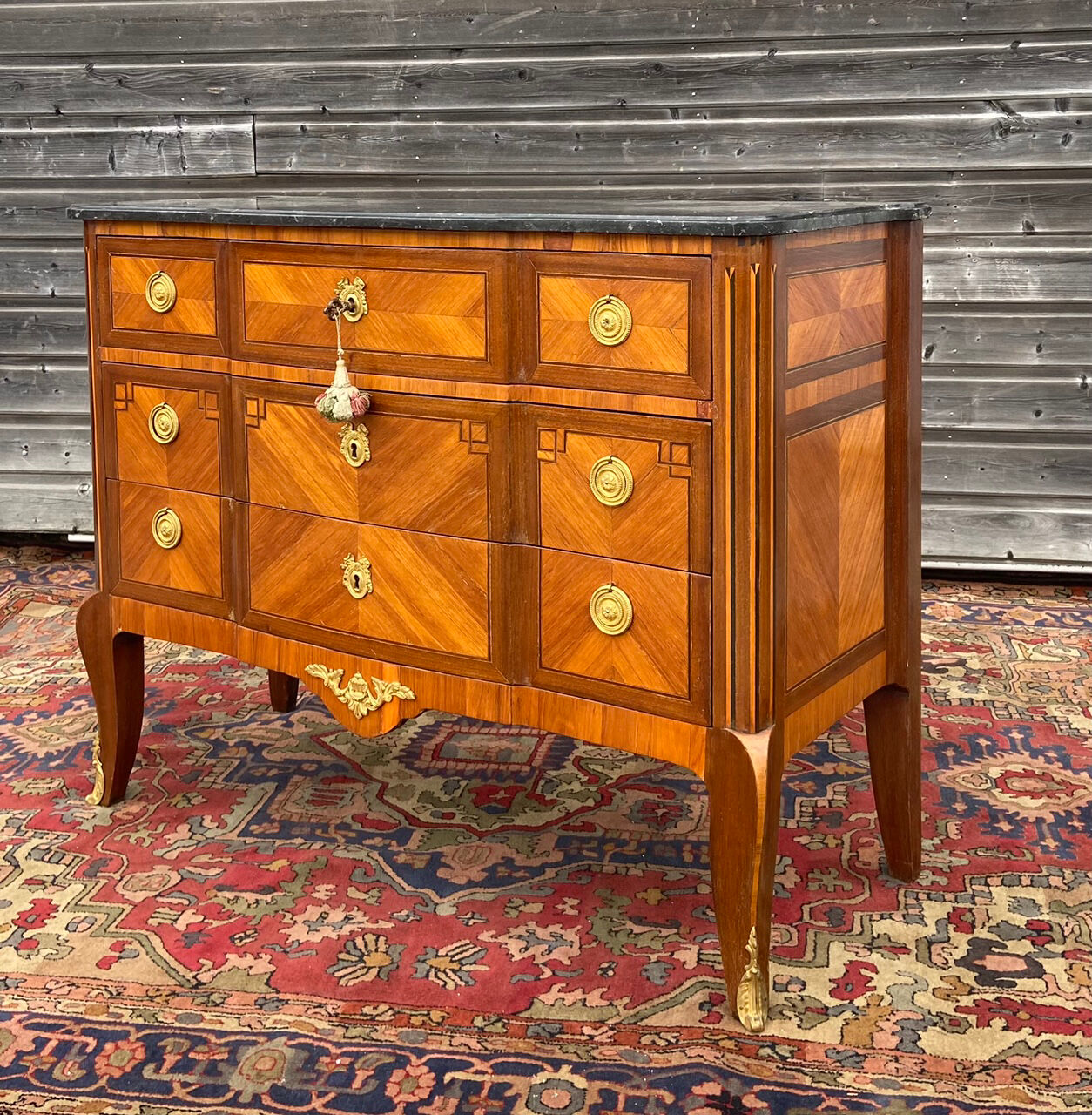 Chest of Drawers In Marquetry Style Transition XIX Eme Century