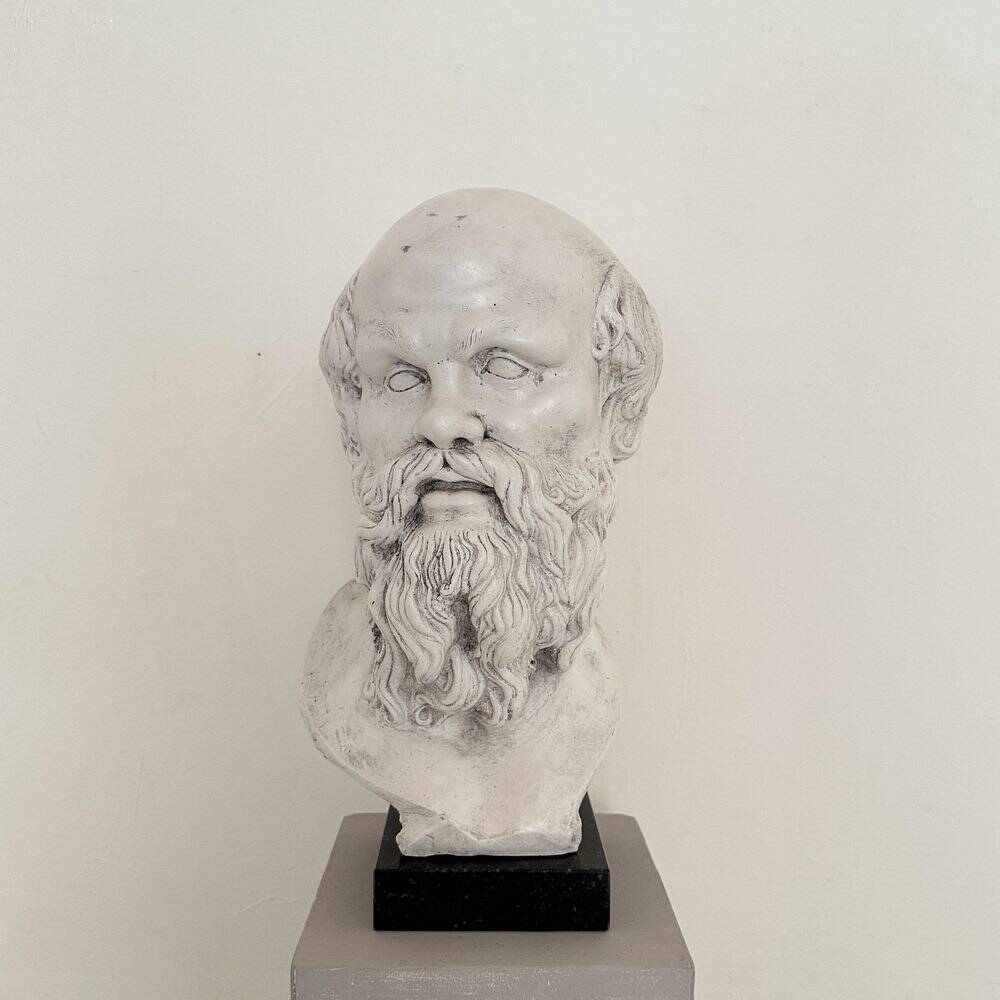 White Bust of Socrates, 1940, Plaster on a Black Marble Base